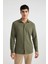 Modern Fit Polo Yaka Basic Düz Krinkıl Uzun Kollu Gömlek B7384AX24SP 3
