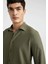 Modern Fit Polo Yaka Basic Düz Krinkıl Uzun Kollu Gömlek B7384AX24SP 5