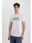 Slim Fit Dar Kesim Bisiklet Yaka Baskılı Kısa Kollu Tişört B8476AX24SM 3