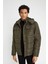 Su Geçirmez Slim Fit Dar Kesim Kapüşonlu Fermuarlı Çıtçıtlı Cepli Astarlı Mont R2303AZ23WN 4