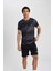 Fit Slim Fit Dar Kesim Bisiklet Yaka Desenli Sporcu Kısa Kollu Tişört Z5579AZ24SP 5