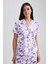 Regular Fit Batik Desenli Kısa Kollu %100 Pamuk Pijama Üstü-Fall in Love A8436AX23HS 1