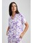 Regular Fit Batik Desenli Kısa Kollu %100 Pamuk Pijama Üstü-Fall in Love A8436AX23HS 3