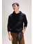 Siyah Cepli Regular Fit Kapüşonlu İçi Yumuşak Tüylü Basic Düz Sweatshirt X8283AZ23AU 1