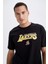Fit NBA Los Angeles Lakers Boxy Fit Bisiklet Yaka Kısa Kollu %100 Pamuk Tişört T7062AZ23SP 4