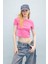 Coool Fitted Ribana Basic Düz Kısa Crop Kollu Pembe Tişört T9631AZ24SM 3