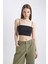 Coool Fitted İp Askılı Pamuklu Crop Basic Düz Atlet U0358AZ24SM 1