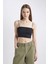 Coool Fitted İp Askılı Pamuklu Crop Basic Düz Atlet U0358AZ24SM 3