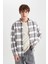 Regular Fit Polo Yaka Kareli Oduncu Flanel Uzun Kollu Gömlek S9275AZ23AU 3