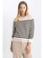 Regular Fit Çizgili Bisiklet Yaka Basic Düz Triko Kazak Z1317AZ23WN 1