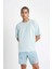 Fit Regular Fit Baskılı Esnek Dokulu Diz Boyu Deniz Şortu B5992AX24HS 4