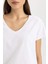 Regular Fit V Yaka Basic Düz Kısa Kollu Tişört K1507AZ24SM 5