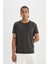 Fit Standart Fit Bisiklet Yaka Sporcu Ağır Kumaş Basic Düz Kısa Kollu Tişört C2829AX24SM 4
