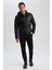 Slim Fit Dar Kesim Çıkarılabilir Kapüşonlu Fermuarlı Cepli Pelüş Astar Suni Deri Mont N9693AZ23WN 2