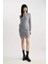 Bodycon Vücudu Saran Basic Düz Bisiklet Yaka Tül Uzun Kollu Mini Elbise B9699AX23WN 3