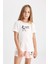 Kız Çocuk Disney Mickey & Minnie Pijama Takımı Kısa Kollu Üst Şort D2070A824SM 4