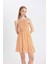 Coool Halter Yaka Çiçekli Maroken Askılı Mini Elbise C0925AX24HS 3