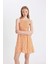 Coool Halter Yaka Çiçekli Maroken Askılı Mini Elbise C0925AX24HS 4