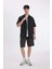 Regular Fit Düz Paça Gabardin Bermuda Şort C5397AX24SM 1