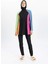 Regular Fit Renk Bloklu 4'lü Basic Düz Burkini Tesettür Mayo Takım B5237AX24SM 5