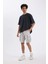 Relax Fit Düz Paça Gabardin Kargo Bermuda Şort C5400AX24SM 1