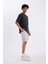 Relax Fit Düz Paça Gabardin Kargo Bermuda Şort C5400AX24SM 4