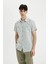 Slim Fit Dar Kesim Yazlık Çizgili Pamuklu Kısa Kollu Gömlek C7361AX24SM 1