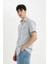 Slim Fit Dar Kesim Yazlık Çizgili Pamuklu Kısa Kollu Gömlek C7361AX24SM 4