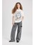 Loose Fit Bisiklet Yaka Baskılı Kısa Kollu Tişört C5956AX24SM 2