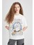 Loose Fit Bisiklet Yaka Baskılı Kısa Kollu Tişört C5956AX24SM 3