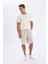 Relax Fit Keten Karışımlı Yazlık Bermuda Şort C1240AX24SM 3