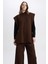 Regular Fit Bisiklet Yaka Basic Düz Yan Bağlama Detaylı Triko Süveter Y1323AZ23AU 4