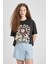 Loose Fit Bisiklet Yaka Baskılı Kısa Kollu Tişört C5957AX24SM 3