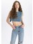 Crop Sırt Dekolteli Jean Bluz C1420AX24SM 3