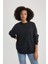 Oversize Fit Bisiklet Yaka Kalın Yıkamalı Soluk Efektli Sweatshirt B8217AX23WN 4