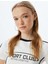 Crop Tişört Slogan Baskılı Biyeli Bisiklet Yaka Kısa Kollu Pamuklu Slim Fit 1