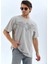 Oversize Taşlı Bisiklet Yaka T-Shirt - Gri 4