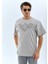 Oversize Taşlı Bisiklet Yaka T-Shirt - Gri 5