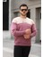 Bej Gül Kurusu Mürdüm Üç Renk Blok Parçalı Sıfır Yaka Üç iplik Regular Fit Sweatshirt- 2436 2