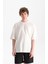 Erkek Beyaz Oversize Bisiklet Yaka Organik Pamuk T-Shirt 1