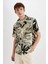 Regular Fit Yazlık Hawaii Baskılı Pamuklu Kısa Kollu Gömlek C7667AX24SM 4