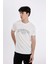 Slim Fit Dar Kesim Bisiklet Yaka Baskılı Kısa Kollu Tişört C5674AX24HS 3