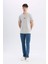Slim Fit Dar Kesim Bisiklet Yaka Baskılı Kısa Kollu Tişört C5647AX24HS 2