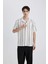 Regular Fit Yazlık Apaş Yaka Çizgili Viskon Kısa Kollu Gömlek B7386AX24SP 3