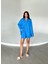 Mavi Summer Keten Oversize Gömlek Şort Takım 3