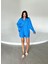 Mavi Summer Keten Oversize Gömlek Şort Takım 4