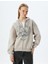 Oversize Fermuarlı Sweatshirt Kapüşonlu Cep Detaylı Baskılı 3