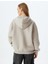 Oversize Fermuarlı Sweatshirt Kapüşonlu Cep Detaylı Baskılı 4
