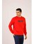 Kırmızı Erkek Regular Fit Bisiklet Yaka Sweatshirt 2