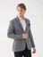 Gri Erkek Slim Fit Desenli Mono Yaka Ceket 2
